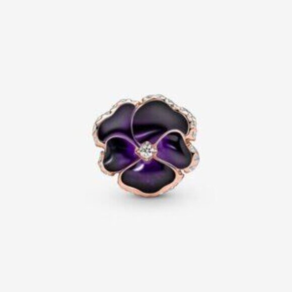 Pandora Deep Purple Pansy Flower Charm - Picture 2 of 6
